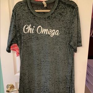 Chi omega grey acid wash tee